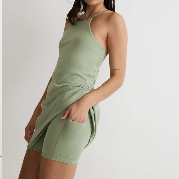 madewell 2.0 flex fitness dress gatehouse green nwot - Picture 2 of 7